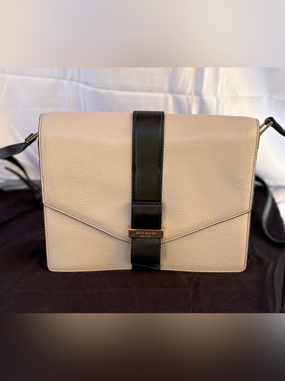 kate spade Taupe and Black Leather Envelope Crossbody